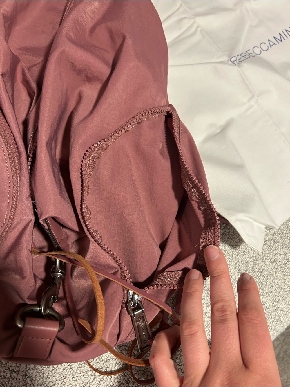 Rebecca Minkoff Julian Backpack in Pink Dusty Rose Purse Nylon - Picture 6 of 13